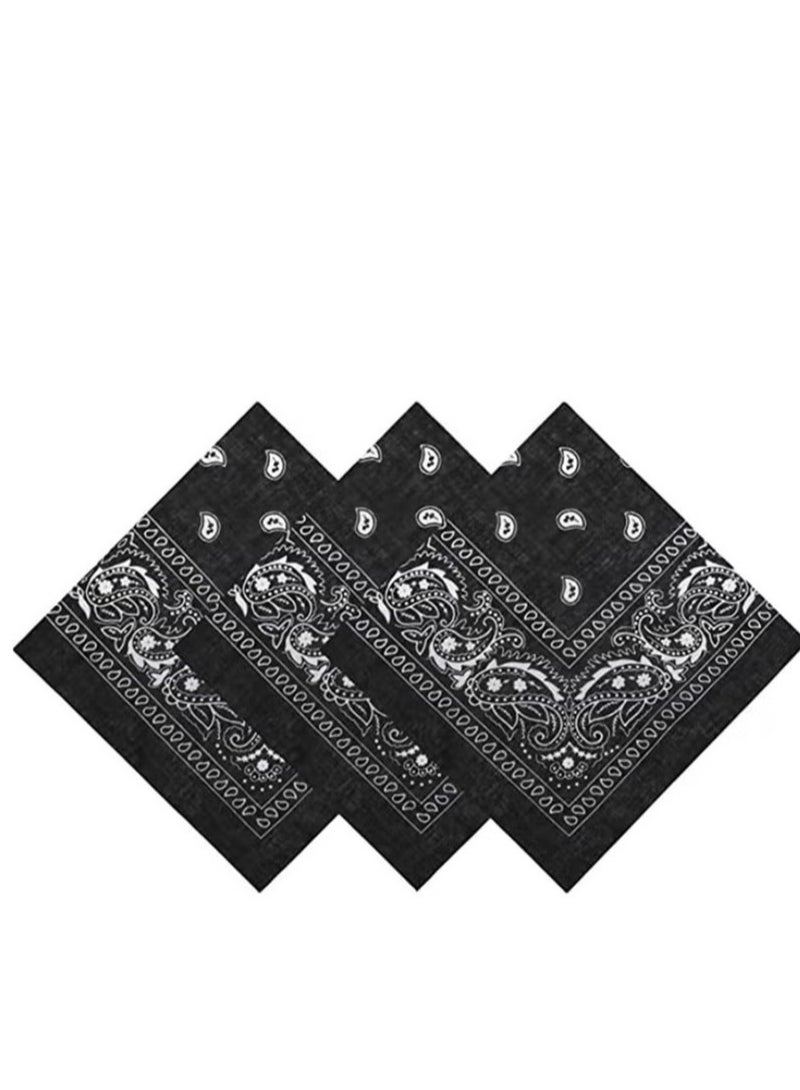 3 قطع من أوشحة رعاة البقر متعددة الأغراض بطبعة بيزلي، وشاح معصم للجنسين، وشاح رأس، سوار معصم، للبالغين والأطفال، لون أسود - Image 1