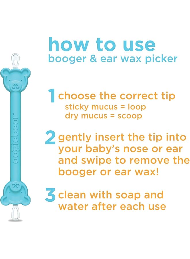 oogiebear The Safe Baby Nasal Booger And Ear Cleaner Baby Shower Gift And Registry Essential Snot Removal Tool Blue Two Pack - Image 5