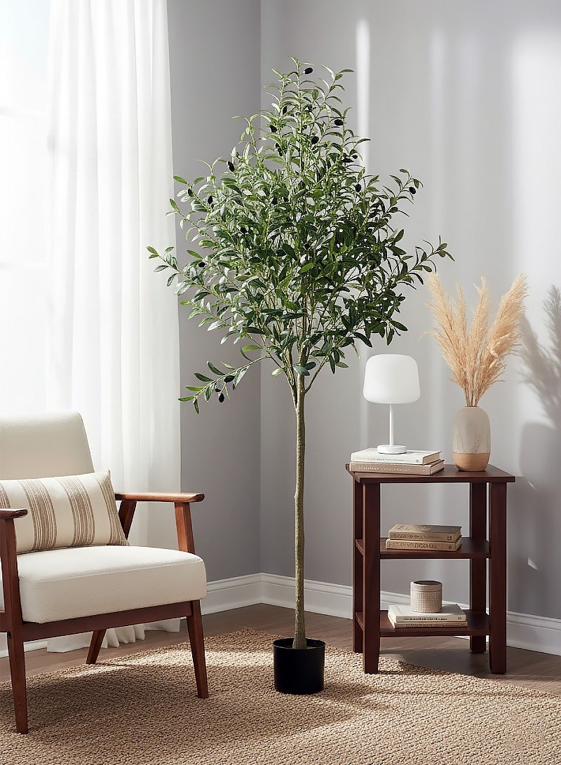 إيه جي دي شجرة زيتون صناعية 205سم للأماكن الداخلية، نباتات زينة مع فروع وأوراق واقعية نابضة بالحياة - Image 3