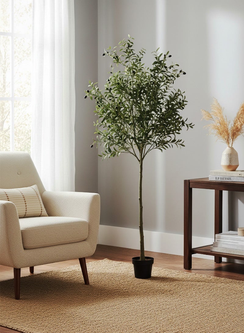 إيه جي دي شجرة زيتون صناعية 205سم للأماكن الداخلية، نباتات زينة مع فروع وأوراق واقعية نابضة بالحياة - Image 1