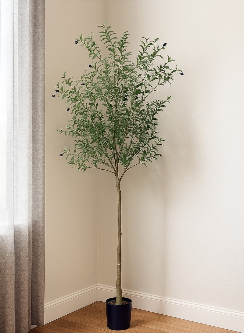 إيه جي دي شجرة زيتون صناعية 205سم للأماكن الداخلية، نباتات زينة مع فروع وأوراق واقعية نابضة بالحياة - Image 2