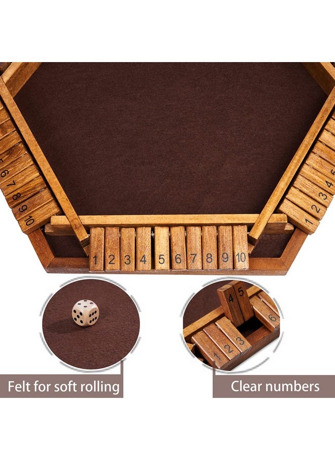 Vamslove Vamslove Shut The Box Dice Game Wooden Board (L15 x W13) for 1 2 3 4 5 6 Player, 6 Sided 10 Numbers Math Games with 16 Dices for Kids Adults(Instructions Included)  - Image 4