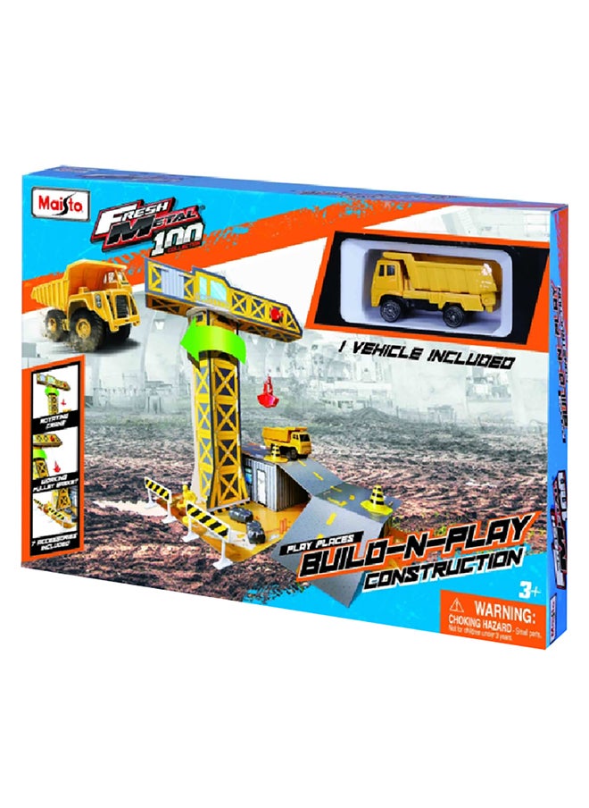 Maisto - 1/43 - Accessories - Diorama - Set Build Construction With Truck - Yellow Grey - Image 1
