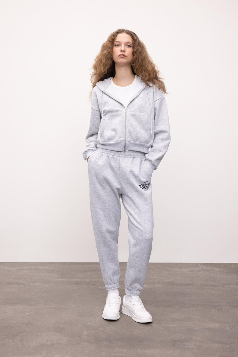 DeFacto Grey Woman Standard Fit Basic Zip-Up Hoodie Casual - Image 2