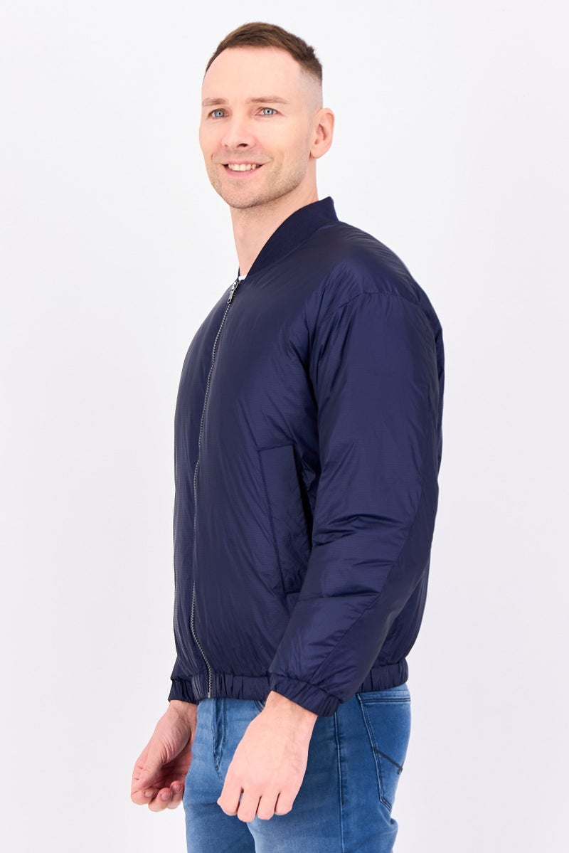 SELECTED جاكيت بومبر سليم هوم للرجال، أزرق داكن - Image 2