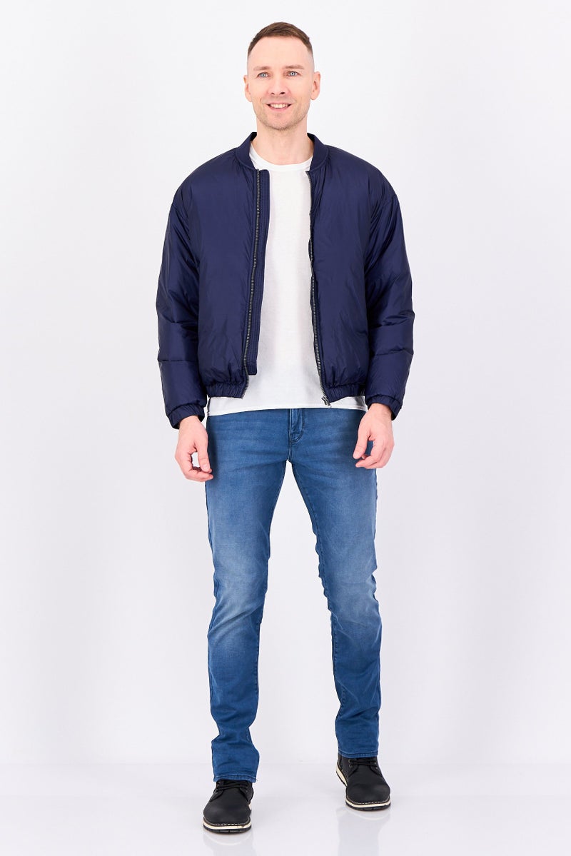 SELECTED جاكيت بومبر سليم هوم للرجال، أزرق داكن - Image 3