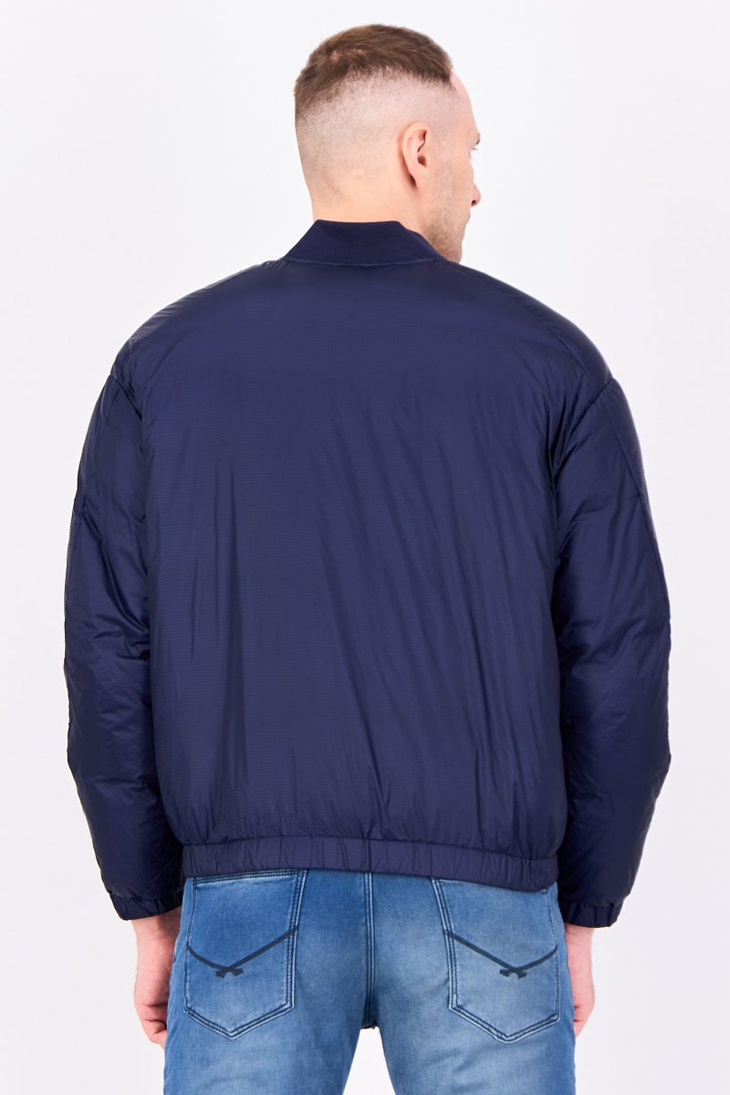 SELECTED جاكيت بومبر سليم هوم للرجال، أزرق داكن - Image 4