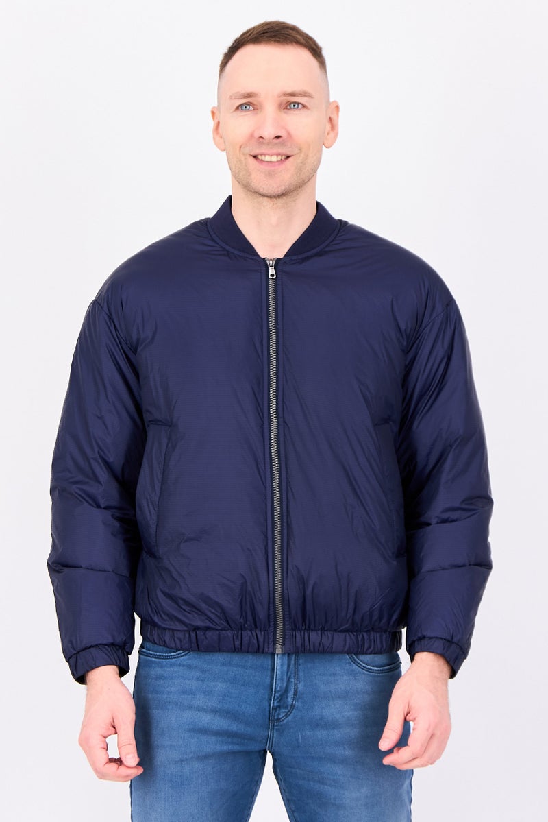 SELECTED جاكيت بومبر سليم هوم للرجال، أزرق داكن - Image 1