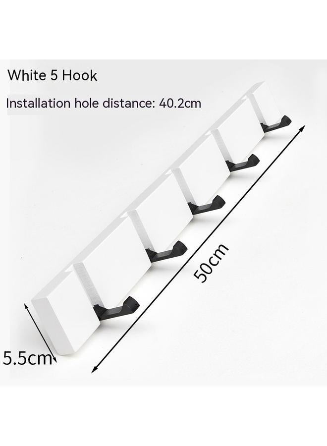 Wooden Wall Mounted Folding Rack, Modern Wall Floating Coat Hook Rack Space-Saving Coat Hanger for Coats (White 5 Hooks) - Image 3