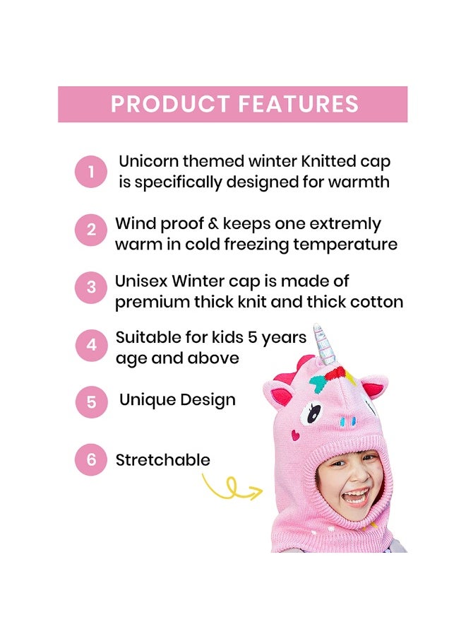 Knitted Pink Star Unicorn theme Winter Cap covering  Neck Ears and Head for Minus degree Temperature5 yrs and above - pzsku/Z6F18431C846E113811CFZ/45/_/1740399017/01f08695-c32d-4adf-a169-24d3d937814f