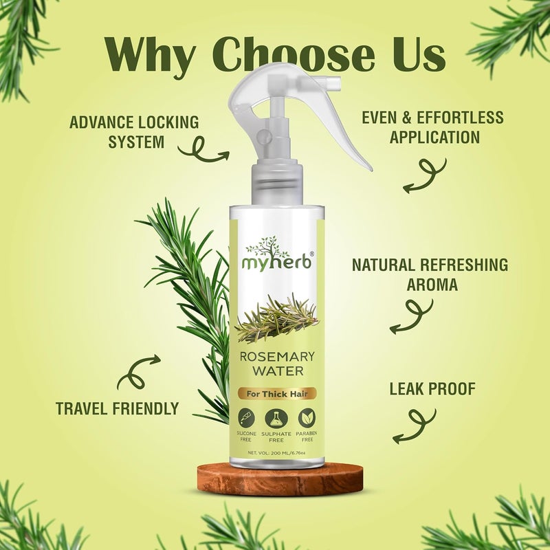 MYHERB Rosemary Water Hair Spray 200 Ml 100 Pure Natural And Originol Rosemary Hair Mist Hair Spray For RegrowthHelps Reduce HairfallStrengthens Hair Suitable For All Hair Types - Image 2