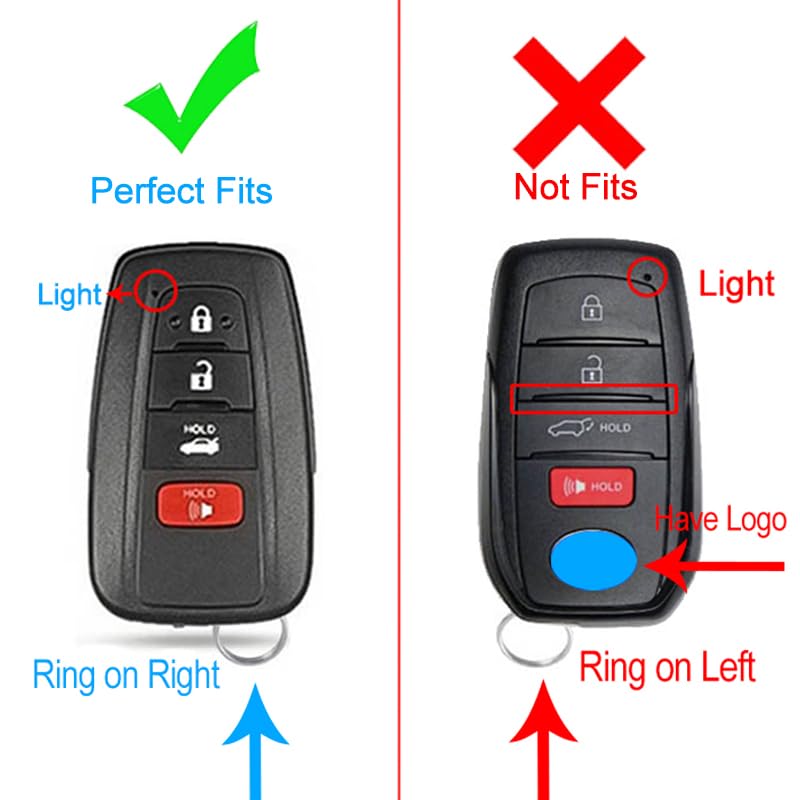 Cacacar for Toyota Camry RAV4 Key Fob Cover,for Highlander Avalon GT86 Key Fob Case Premium Soft TPU 360 Degree Protector Holder,Gray - Image 3