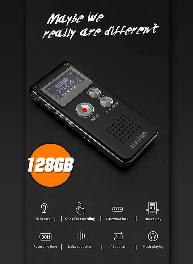 128GB Digital Voice Recorder Mini Audio Recording Device with Playback for Lectures Meetings, Dictaphone with Noise Reduction - Image 3