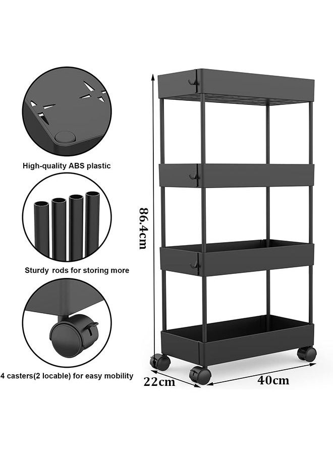 Arabest 4 Tier Slim Storage Cart, Bathroom Storage Cart Organizer Bathroom Cart with Wheels for Bathroom, Bedroom, Kitchen Laundry Narrow Places  - Image 3