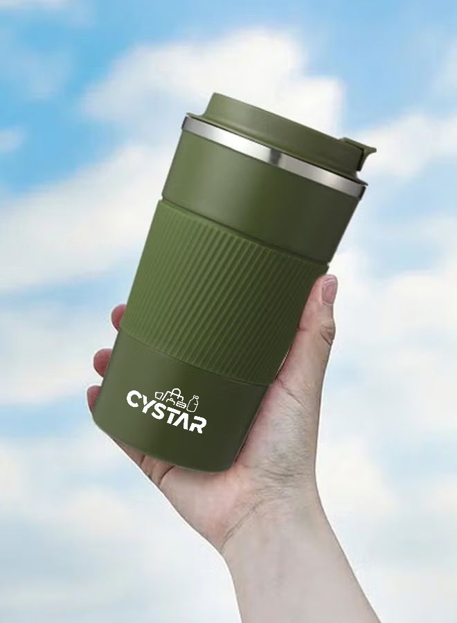 سيستار كوب القهوة السفر 510ML / 17oz الفولاذ المقاوم للصدأ الفراغ الجليد والمشروبات الساخنة معزولة الكأس للمكتب المنزلي في الهواء الطلق أعمال السيارة الخضراء - Image 1