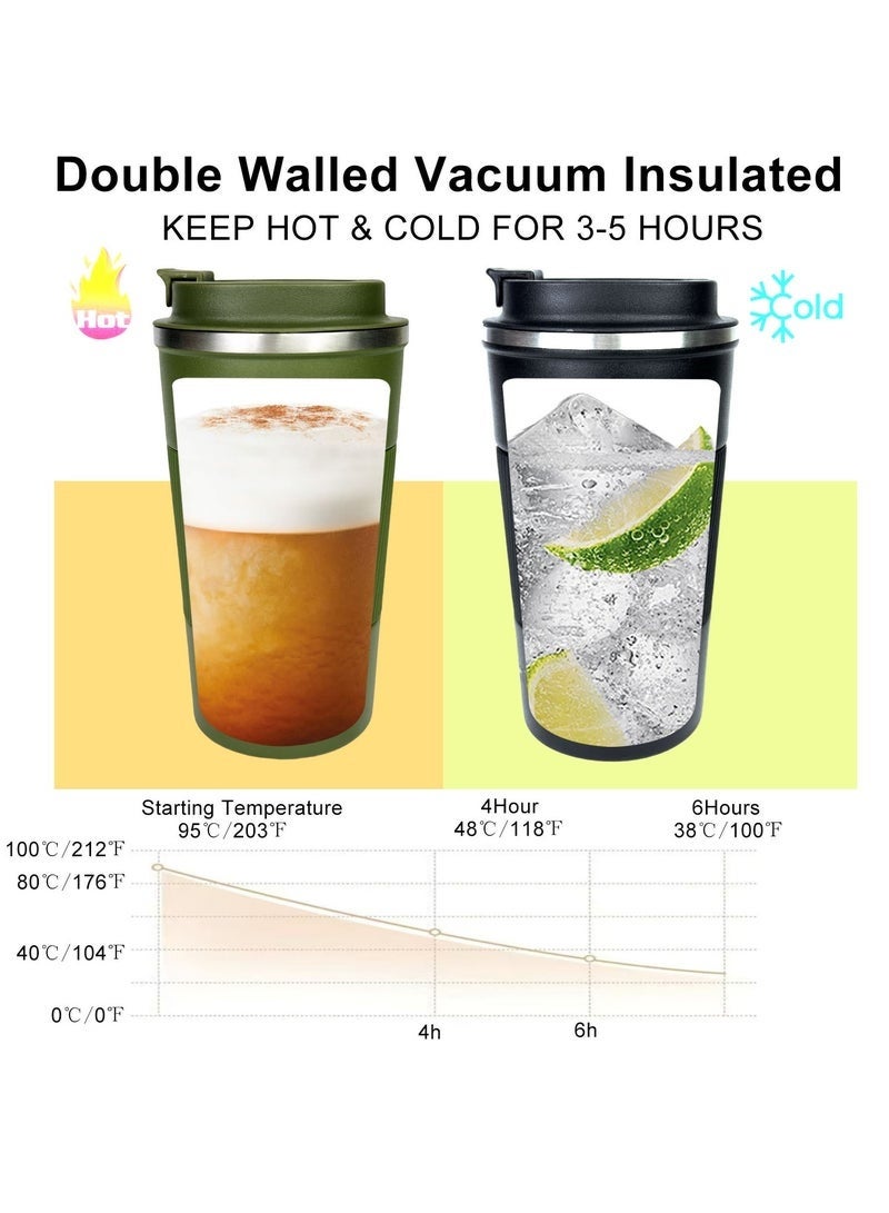سيستار كوب القهوة السفر 510ML / 17oz الفولاذ المقاوم للصدأ الفراغ الجليد والمشروبات الساخنة معزولة الكأس للمكتب المنزلي في الهواء الطلق أعمال السيارة الخضراء - Image 4
