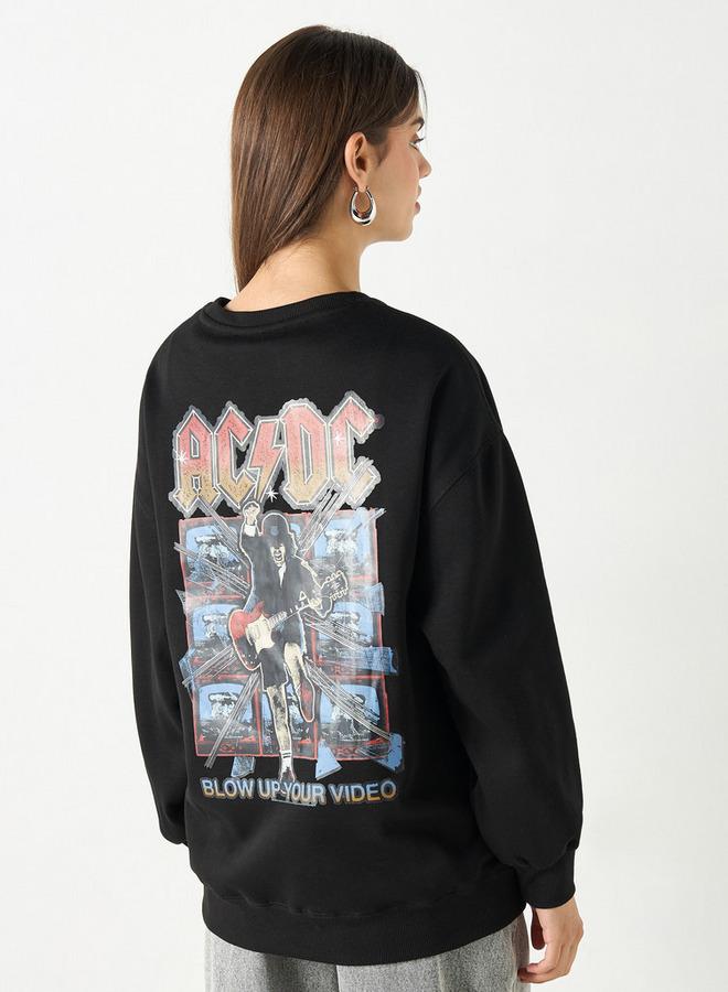 SP Characters AC/DC Print Sweatshirt with Long Sleeves - Image 3