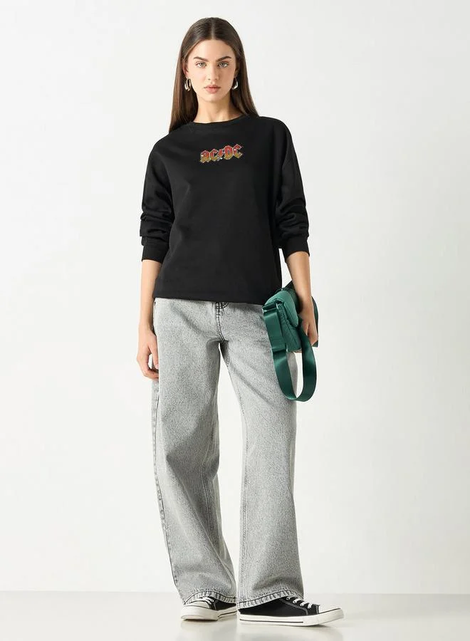 SP Characters AC/DC Print Sweatshirt with Long Sleeves