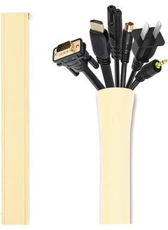 JOTO Management Sleeve, JOTO Cord Management System for TV/Computer/Home Entertainment, 40 inch Flexible Cable Sleeve Wrap Cover Organizer, 2 Piece -Beige  - Image 1