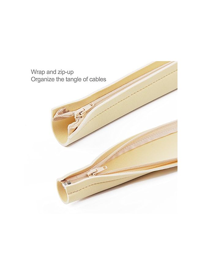 JOTO Management Sleeve, JOTO Cord Management System for TV/Computer/Home Entertainment, 40 inch Flexible Cable Sleeve Wrap Cover Organizer, 2 Piece -Beige - Image 3