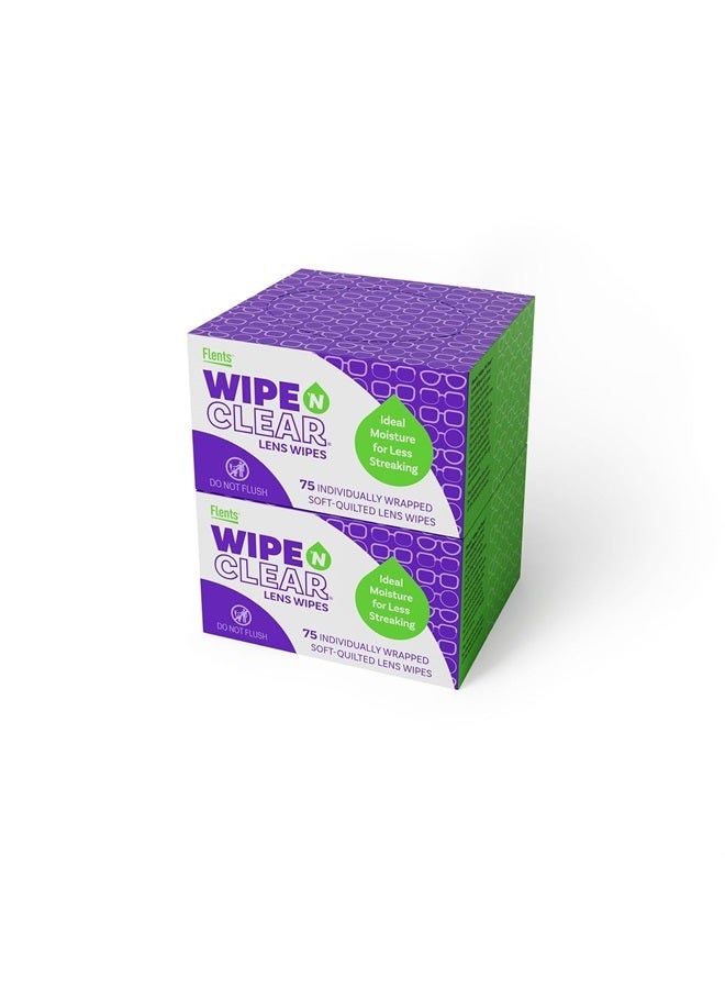 Flents Wipe'N Clear Lens Wipes Anti Streak Fast Drying, White, 150 Count, Made in the USA - Image 1