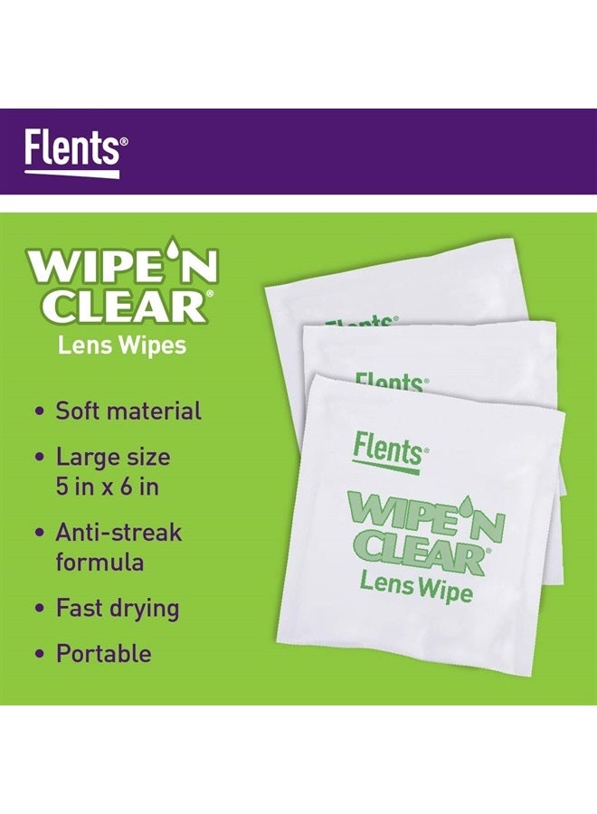 Flents Wipe'N Clear Lens Wipes Anti Streak Fast Drying, White, 150 Count, Made in the USA - Image 2