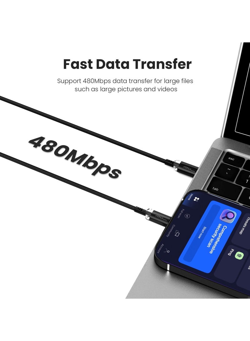 VYVYLABS كابل بيانات شحن سريع من سلسلة Crystal من Vyvylabs من النوع C إلى النوع C بقوة 60 وات بطول 1 متر باللون الأبيض - Image 4