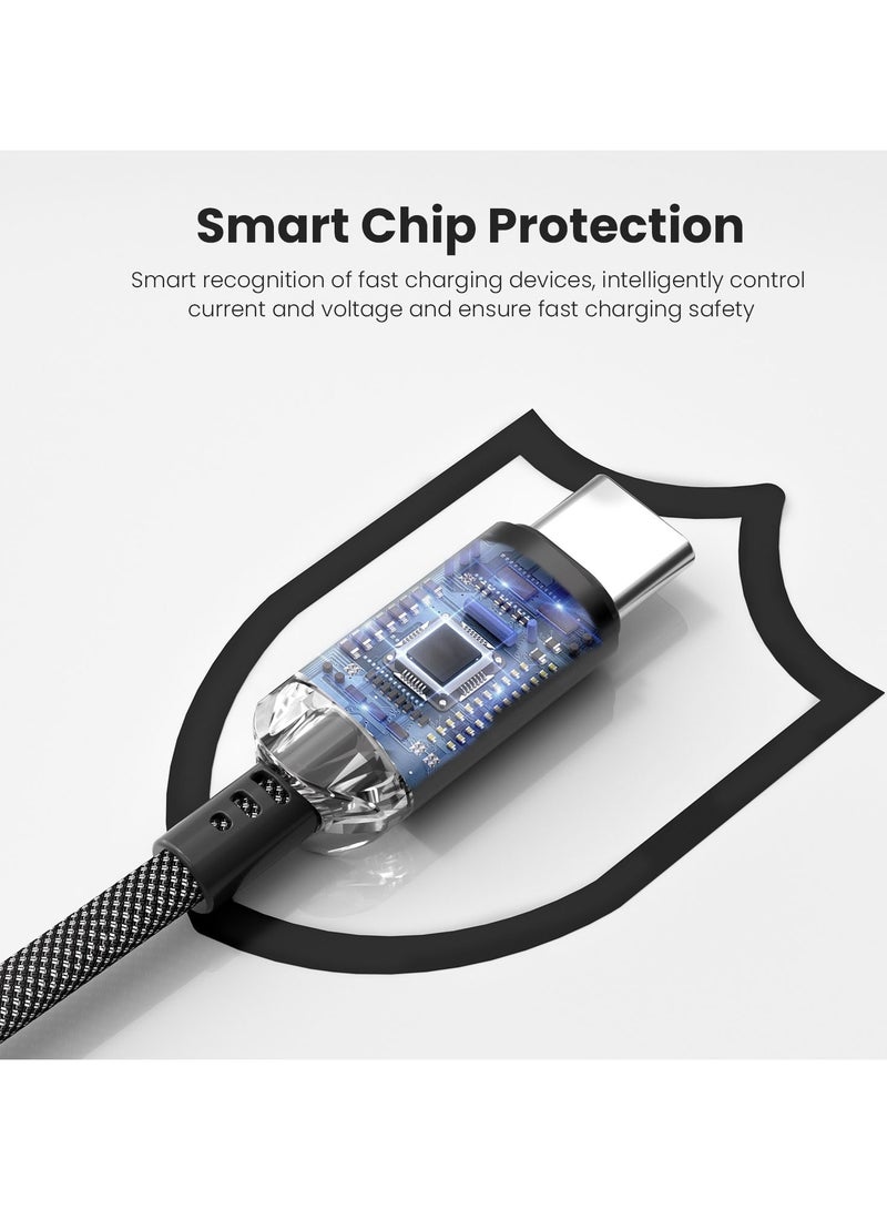 VYVYLABS كابل بيانات شحن سريع من سلسلة Crystal من Vyvylabs من النوع C إلى النوع C بقوة 60 وات بطول 1 متر باللون الأبيض - Image 5