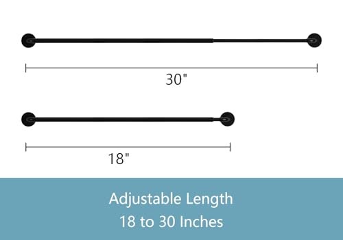 TYRON TYRON TYRON 4 Pack Magnetic Curtain Rod for Metal Doors Adjustable 18-30 Inch, 3/8 in. Diameter, French Door Magnetic Curtain Rods, Magnetic Cafe Rod(Black) - Image 2