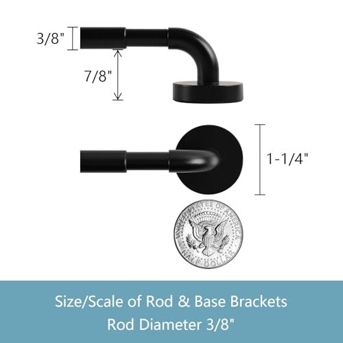TYRON TYRON TYRON 4 Pack Magnetic Curtain Rod for Metal Doors Adjustable 18-30 Inch, 3/8 in. Diameter, French Door Magnetic Curtain Rods, Magnetic Cafe Rod(Black) - Image 3