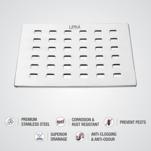 LIPKA Palo Grating Floor Drain |Premium Stainless Steel|6 x 6 Inches|Commercial Drain| - Image 3