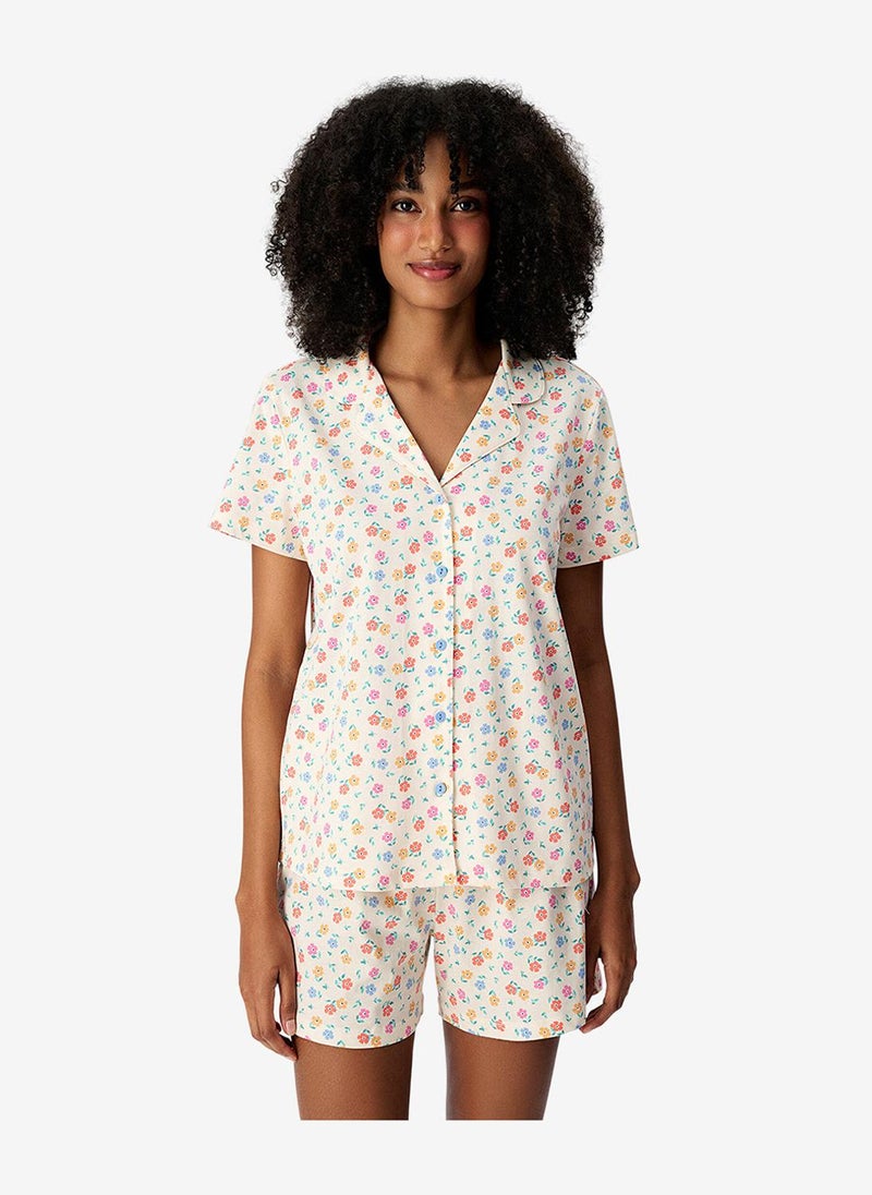 Penti Women Floral Whisper Short Sleeve Shirt Shorts Multicolour Set - Image 4