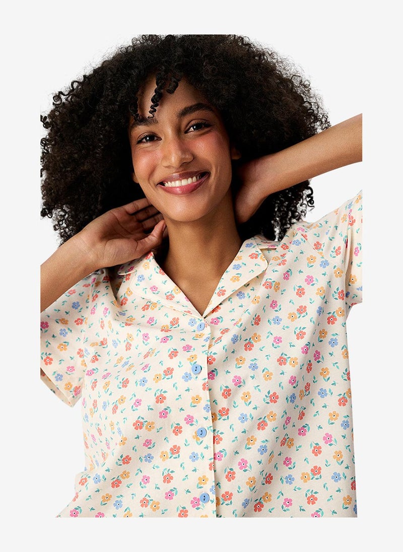 Penti Women Floral Whisper Short Sleeve Shirt Shorts Multicolour Set - Image 5