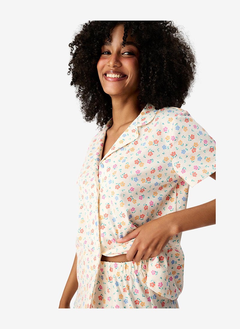 Penti Women Floral Whisper Short Sleeve Shirt Shorts Multicolour Set - Image 3