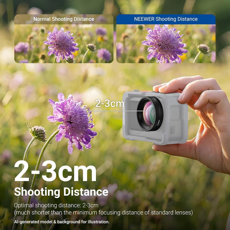 Macro Lens Compatible with DJI Osmo Action 6 Only, Accessory for Action Cameras for Close Up Technology with 2X Magnification, 2 Elements, 1 Group, Focus Range 2-3cm, LS010 - Image 2