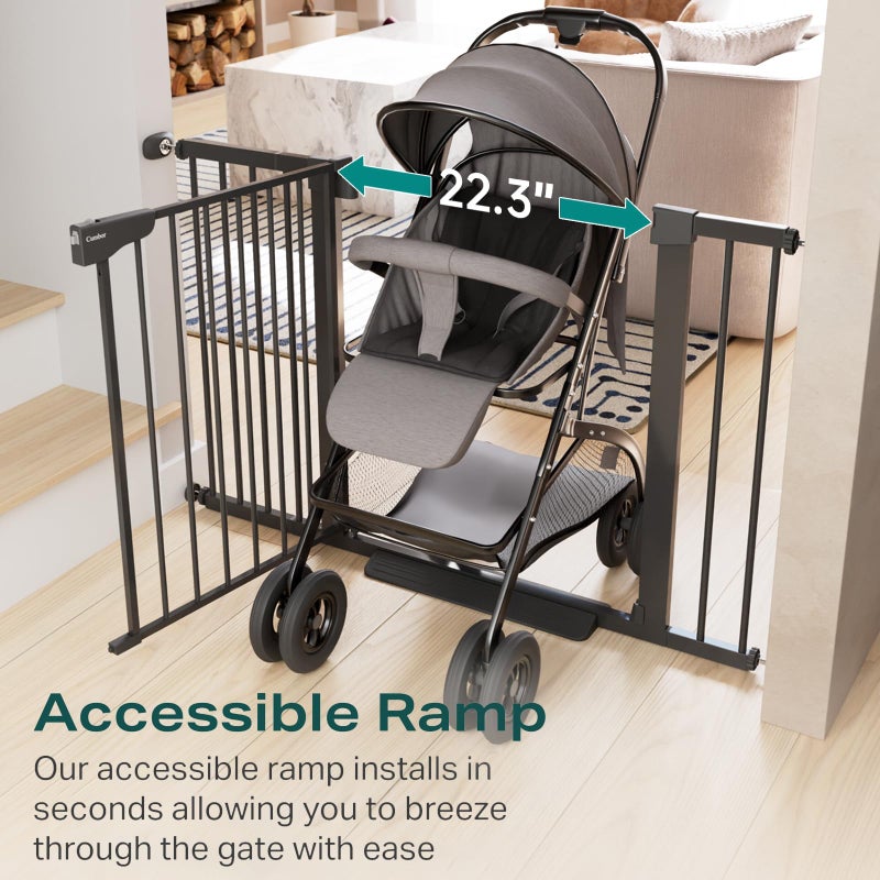 Cumbor 29.7-46" Baby Gate for Stairs, Mom's Choice Awards Winner-Auto Close Dog Gate for The House, Gifts for Mom, Easy Install Pressure Mounted Pet Gates for Doorways, Black - Image 4