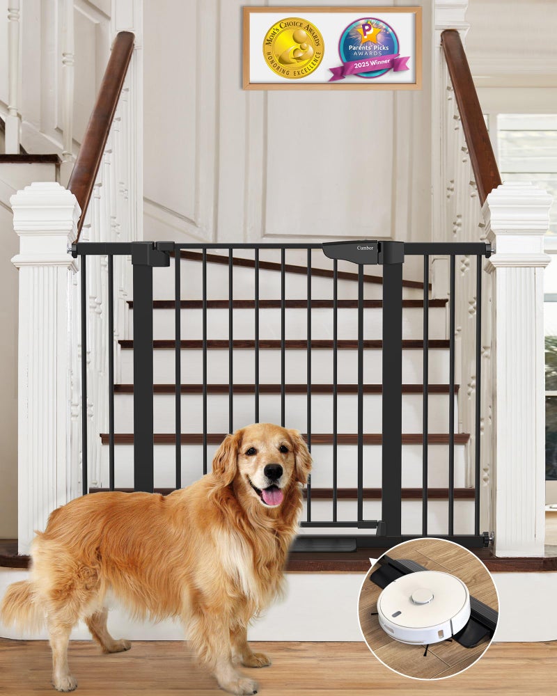 Cumbor 29.7-46" Baby Gate for Stairs, Mom's Choice Awards Winner-Auto Close Dog Gate for The House, Gifts for Mom, Easy Install Pressure Mounted Pet Gates for Doorways, Black - Image 1