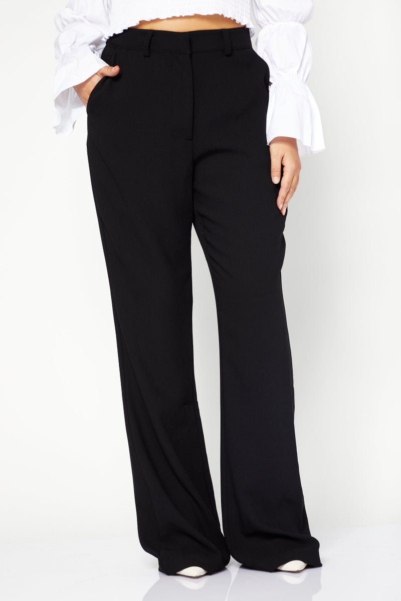 NA-KD Women Regular Fit Plain Palazzo Pants, Black - Image 1