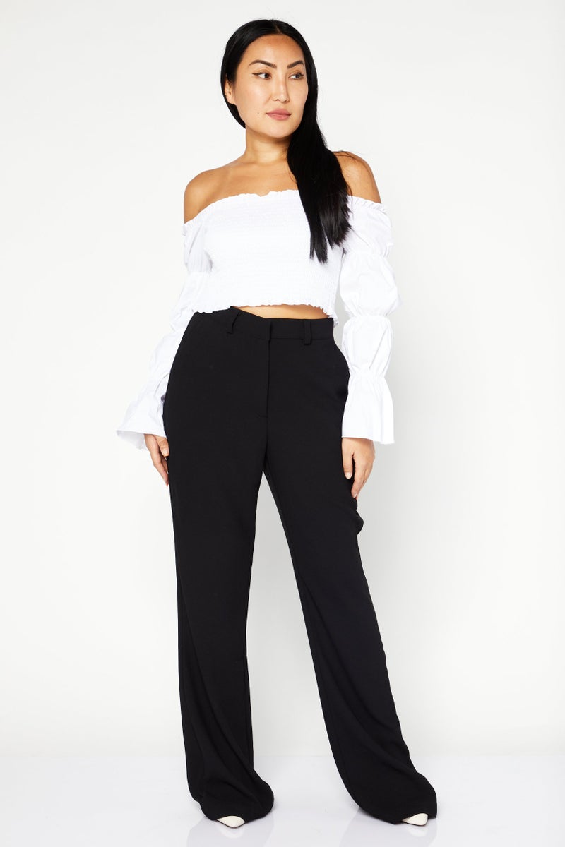 NA-KD Women Regular Fit Plain Palazzo Pants, Black - Image 3