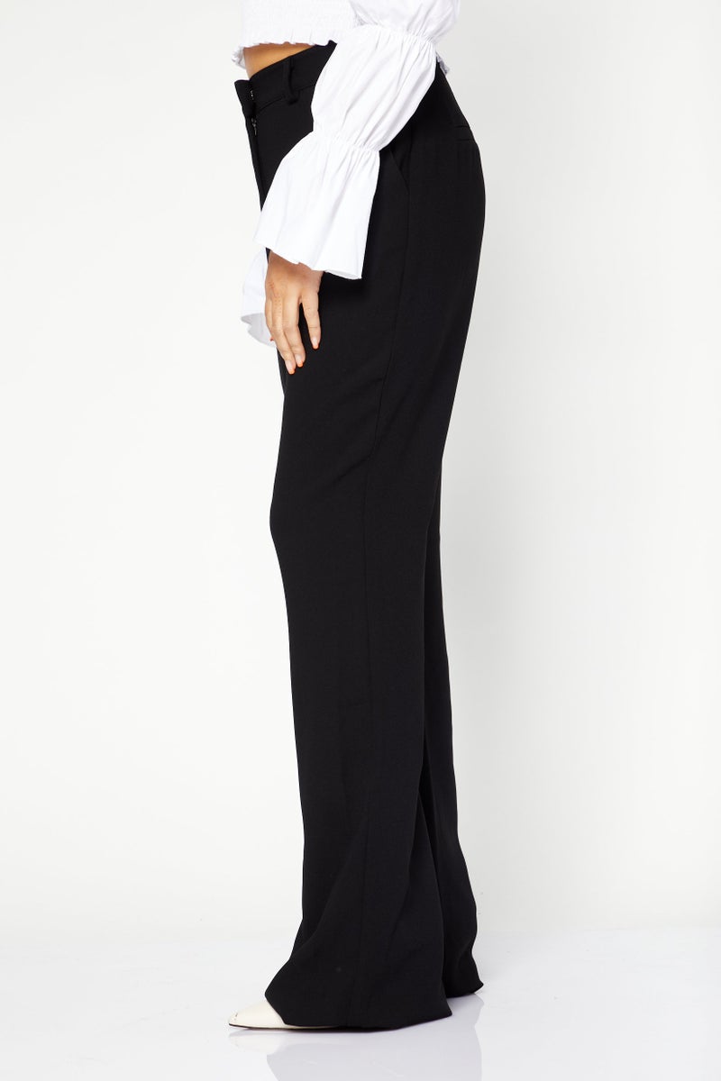 NA-KD Women Regular Fit Plain Palazzo Pants, Black - Image 2
