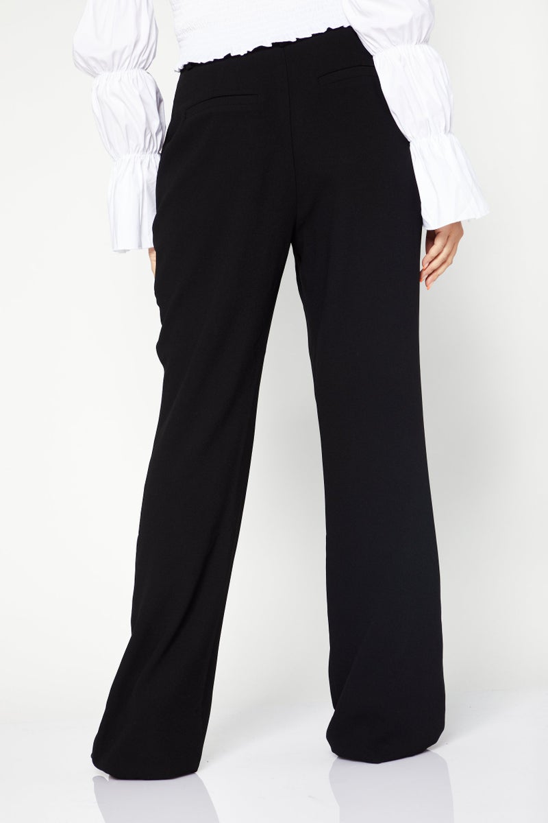 NA-KD Women Regular Fit Plain Palazzo Pants, Black - Image 4