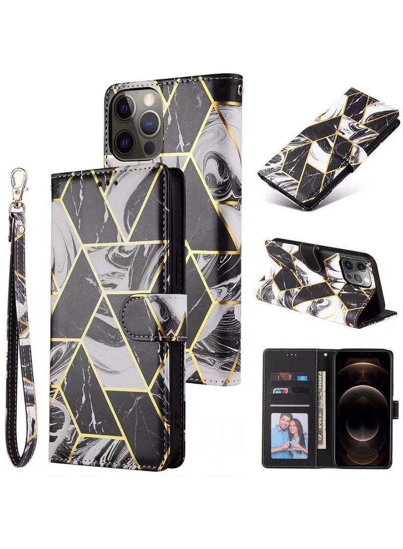 iPhone 15 Pro Leather Case Wallet Flip Cover Card Slots Magnetic Closure Stand Phone Holder Function Fold Shockproof Protective Full Protection Anti-drop Anti-scratch Accessory for iphone 15 Pro  - Image 1