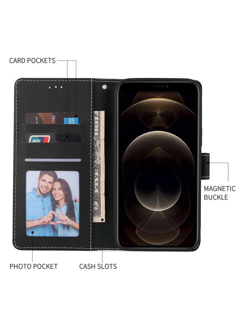 iPhone 15 Pro Leather Case Wallet Flip Cover Card Slots Magnetic Closure Stand Phone Holder Function Fold Shockproof Protective Full Protection Anti-drop Anti-scratch Accessory for iphone 15 Pro  - Image 2