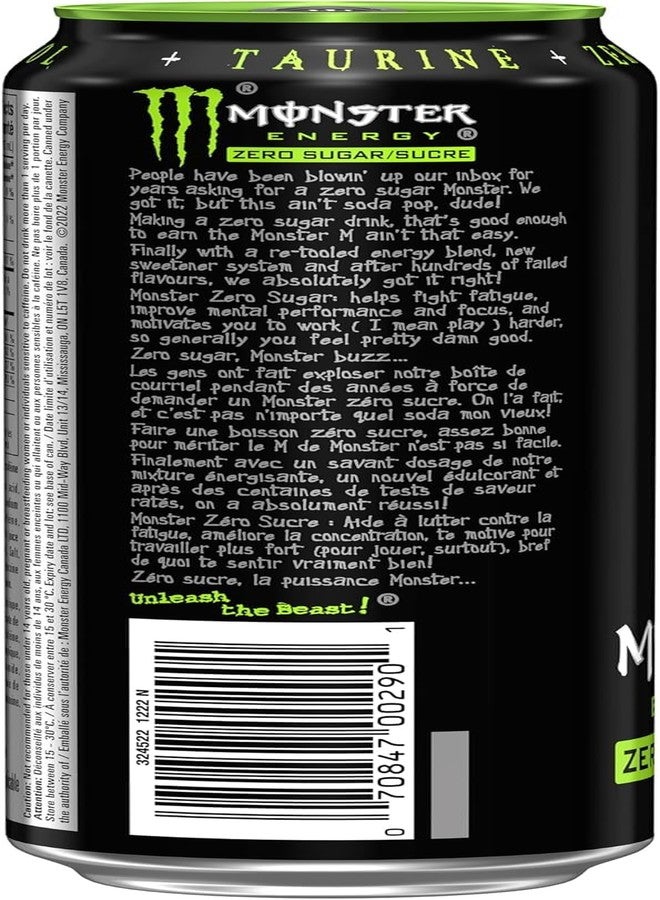 Monster Energy Drink Zero Sugar Original Flavour DECADENT Each 500ml X Pack Of 4 (Product Of USA) - Image 4