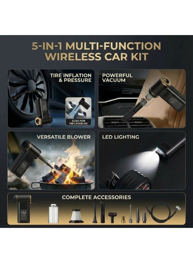 Handheld Vacuum Cleaner 5-in-1 Wireless - High Power Suction for Car & Home - Portable & Rechargeable Mini Vacuum Cleaner - Image 5