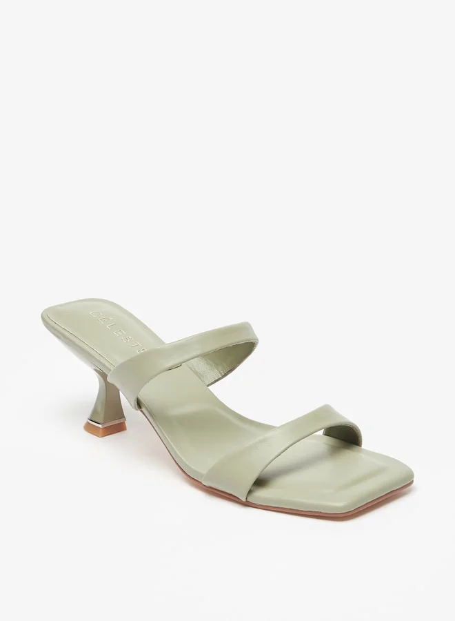 سيليست Women Solid Slip On Strap Sandals with Kitten Heels