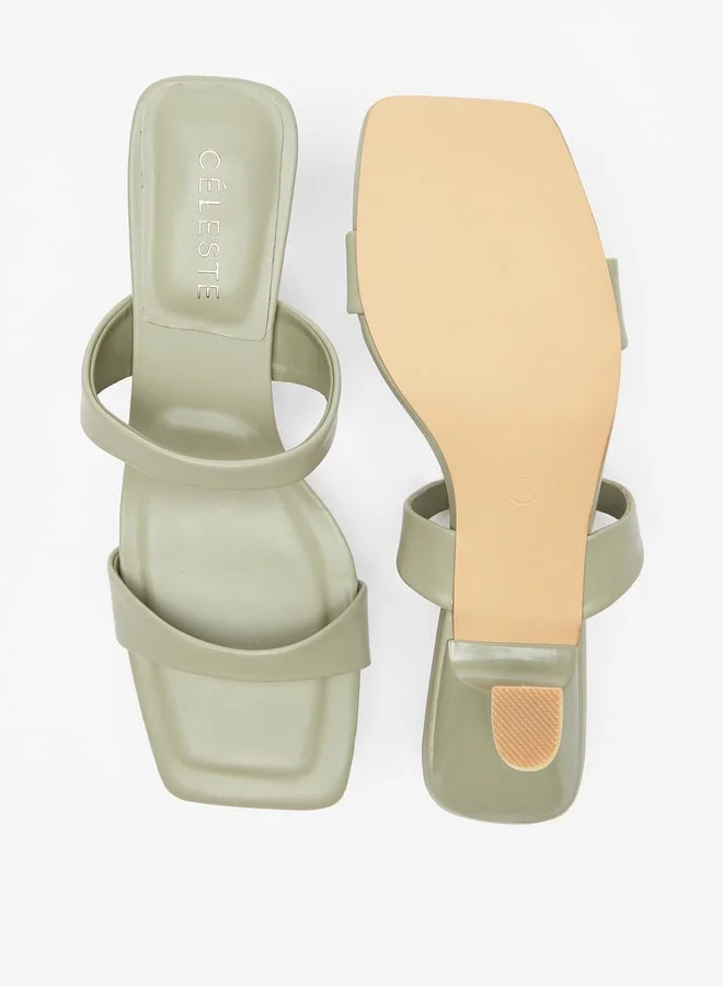 سيليست Women Solid Slip On Strap Sandals with Kitten Heels