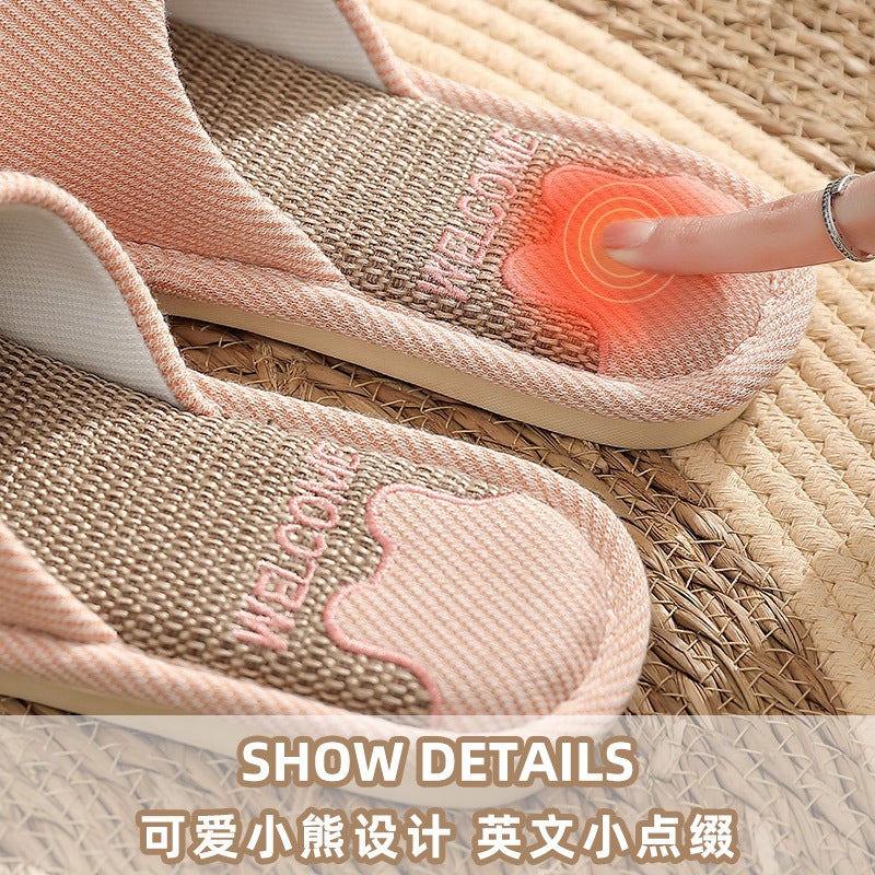 Large Size Linen Slippers for Men's Home Spring & Fall Seasons Cotton and Linen Home Household Silent Indoor Fabric Slippers for Women - Image 4