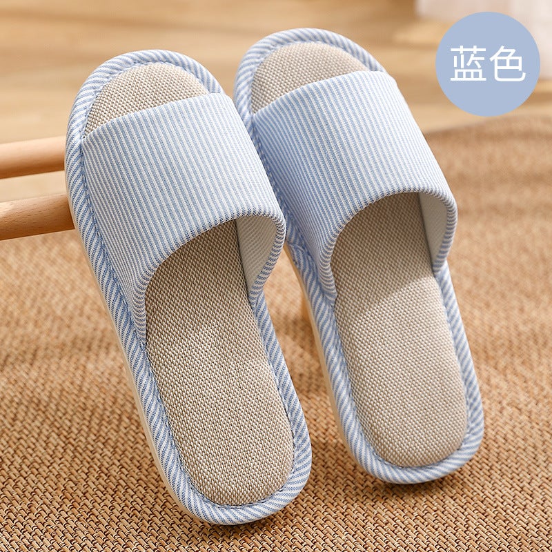 Large Size Linen Slippers for Men's Home Spring & Fall Seasons Cotton and Linen Home Household Silent Indoor Fabric Slippers for Women - Image 1