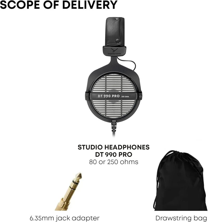 Beyer Dynamic DT 990 Pro 250 ohm Over-Ear Studio Headphones For Mixing, Mastering, and Editing, Wired - Image 2
